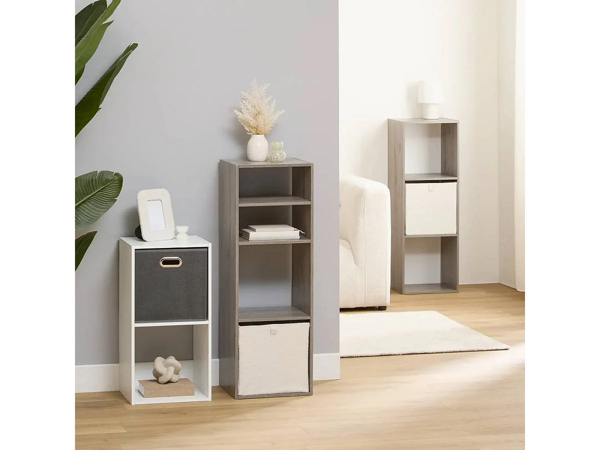 Meuble Étagère 2 cases de rangement Blanc H 67.5 cm - à poser ou mural