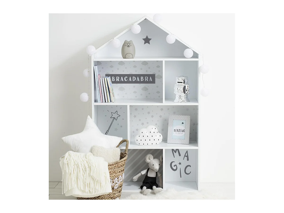 Étagère Déco pour Enfant "7 Cases" 114cm Gris