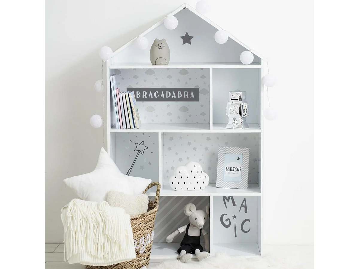 Étagère Déco pour Enfant "7 Cases" 114cm Gris