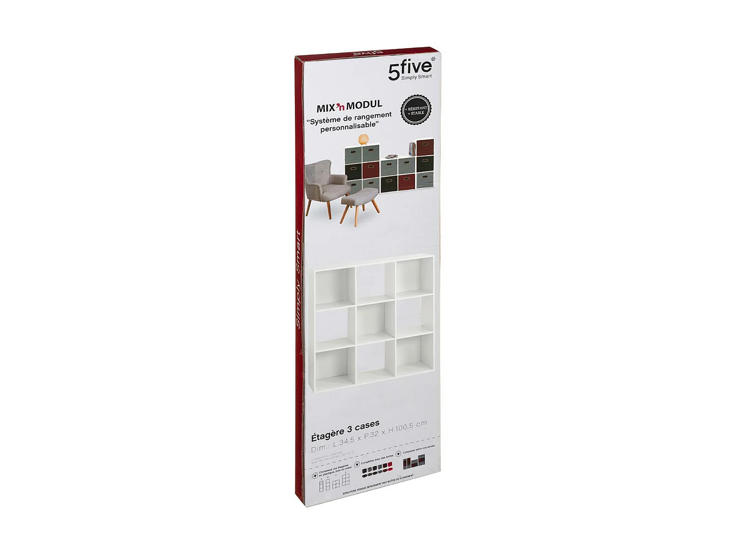 Meuble Étagère 9 cases de rangement Blanc H 100.5 cm