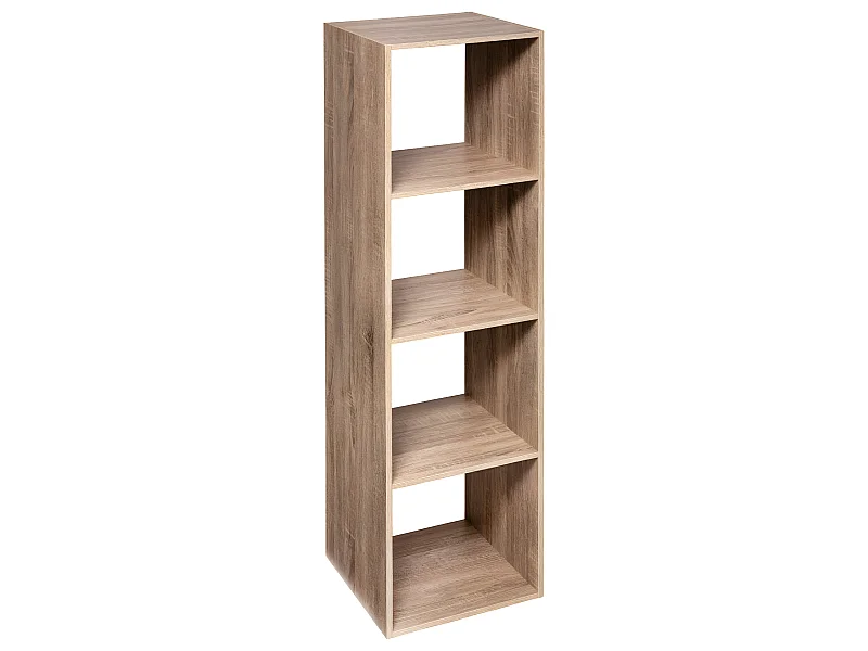 Meuble Étagère colonne 4 cases de rangement effet chêne naturel H 134 cm