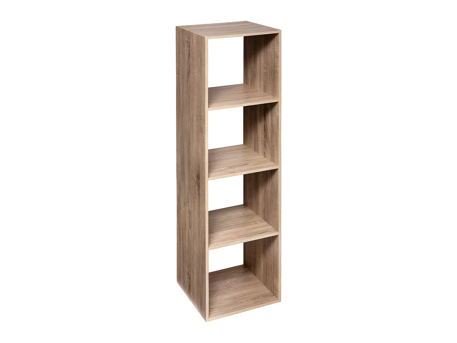 Meuble Étagère colonne 4 cases de rangement effet chêne naturel H 134 cm