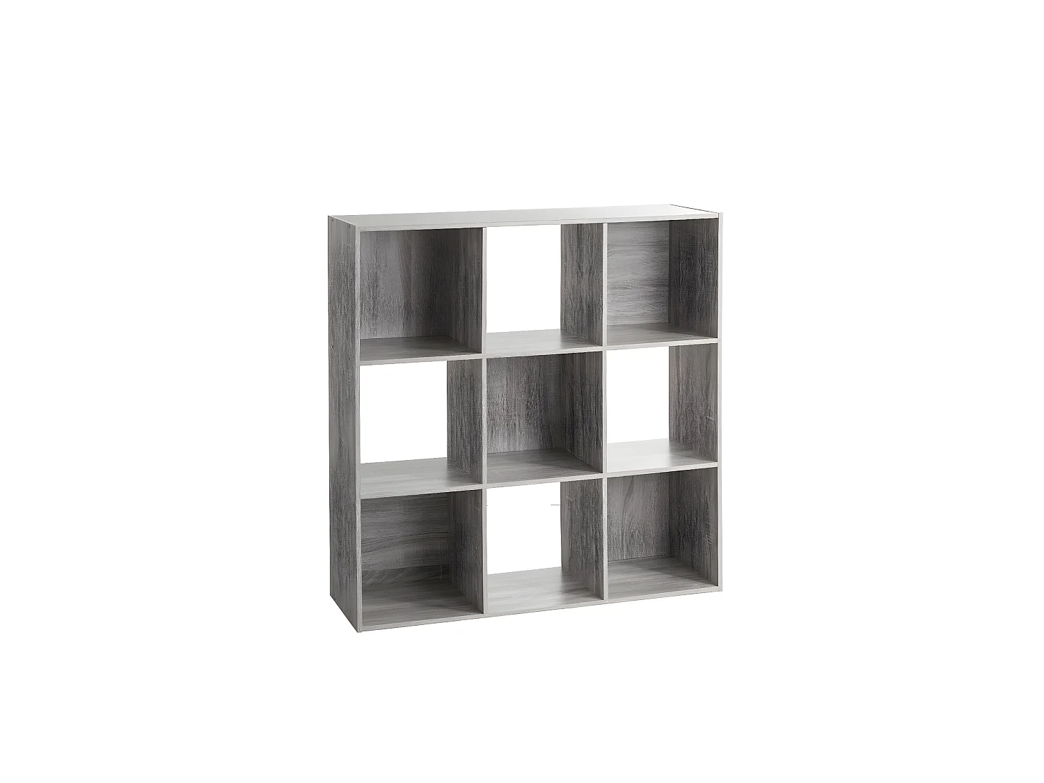 Meuble Étagère 9 cases de rangement effet chêne gris H 100.5 cm