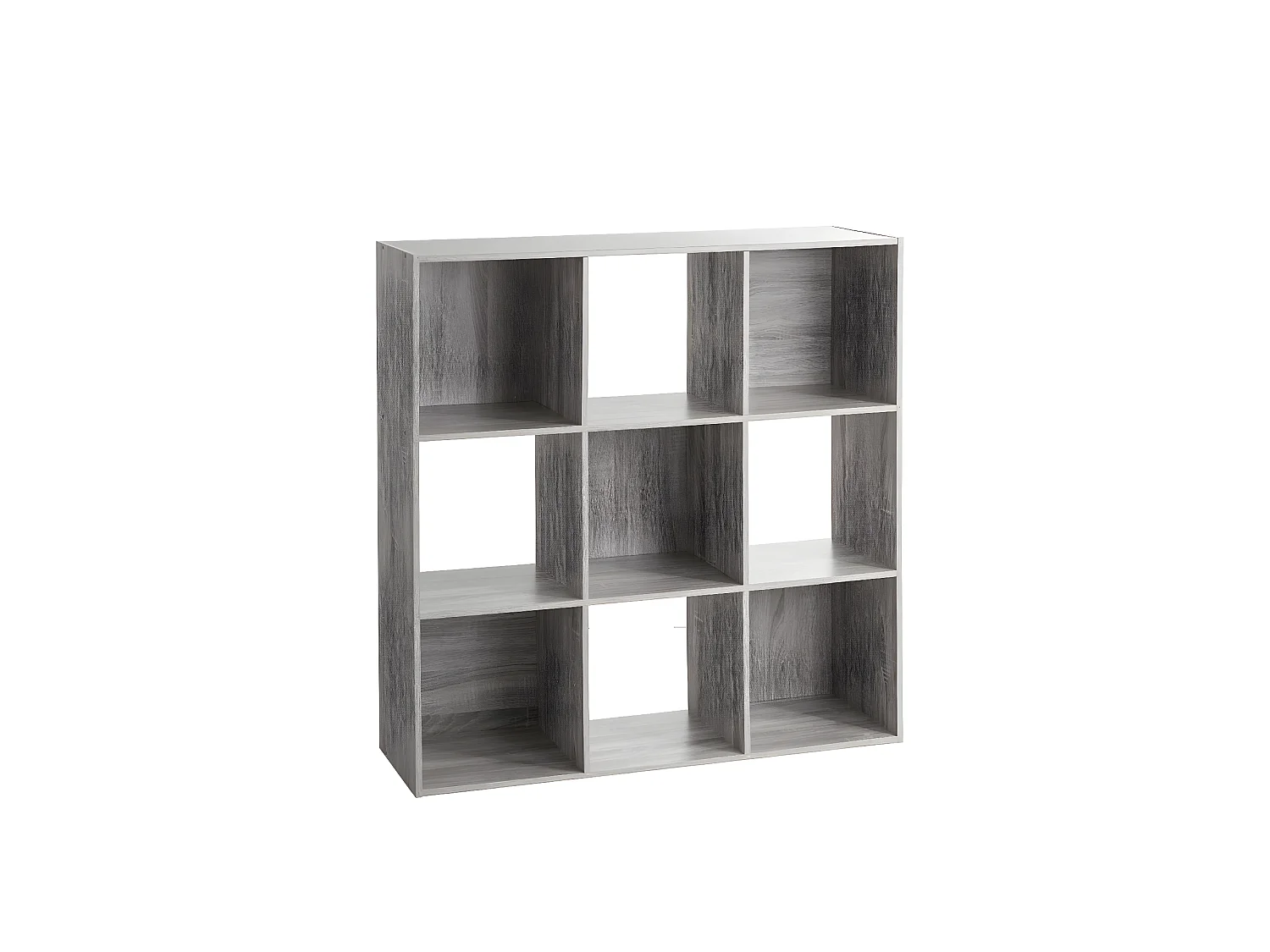 Meuble Étagère 9 cases de rangement effet chêne gris H 100.5 cm