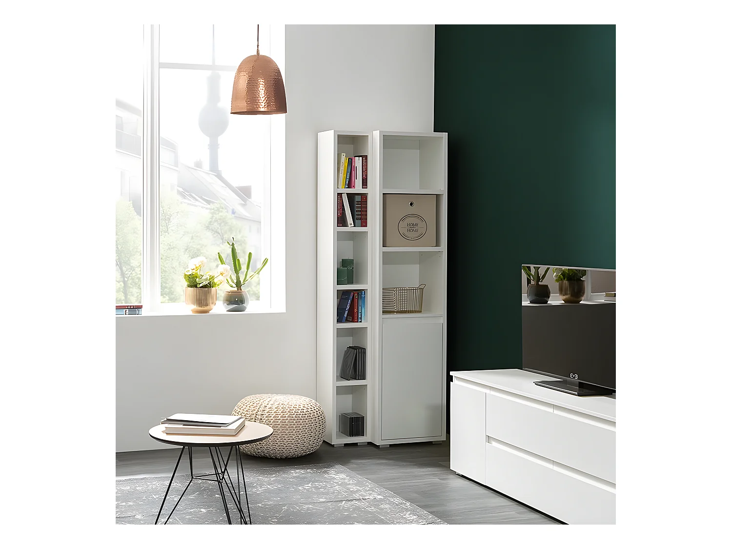 Etagère 191 cm étroite 6 niches blanc