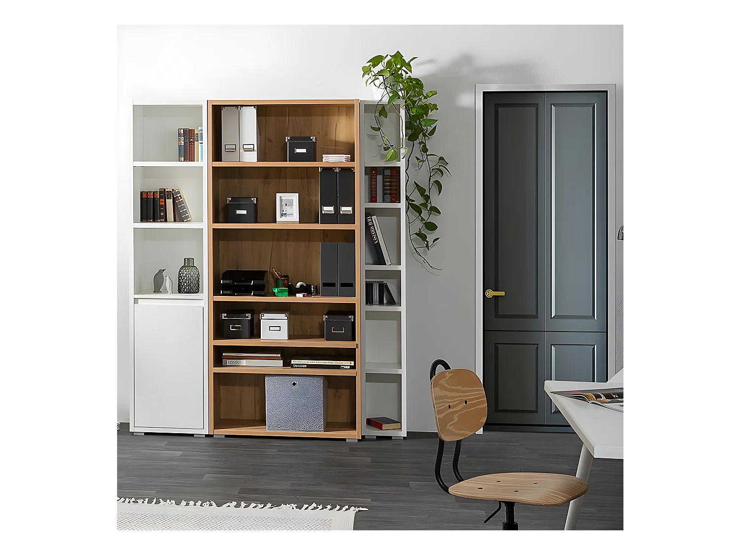 Etagère 191 cm étroite 6 niches blanc