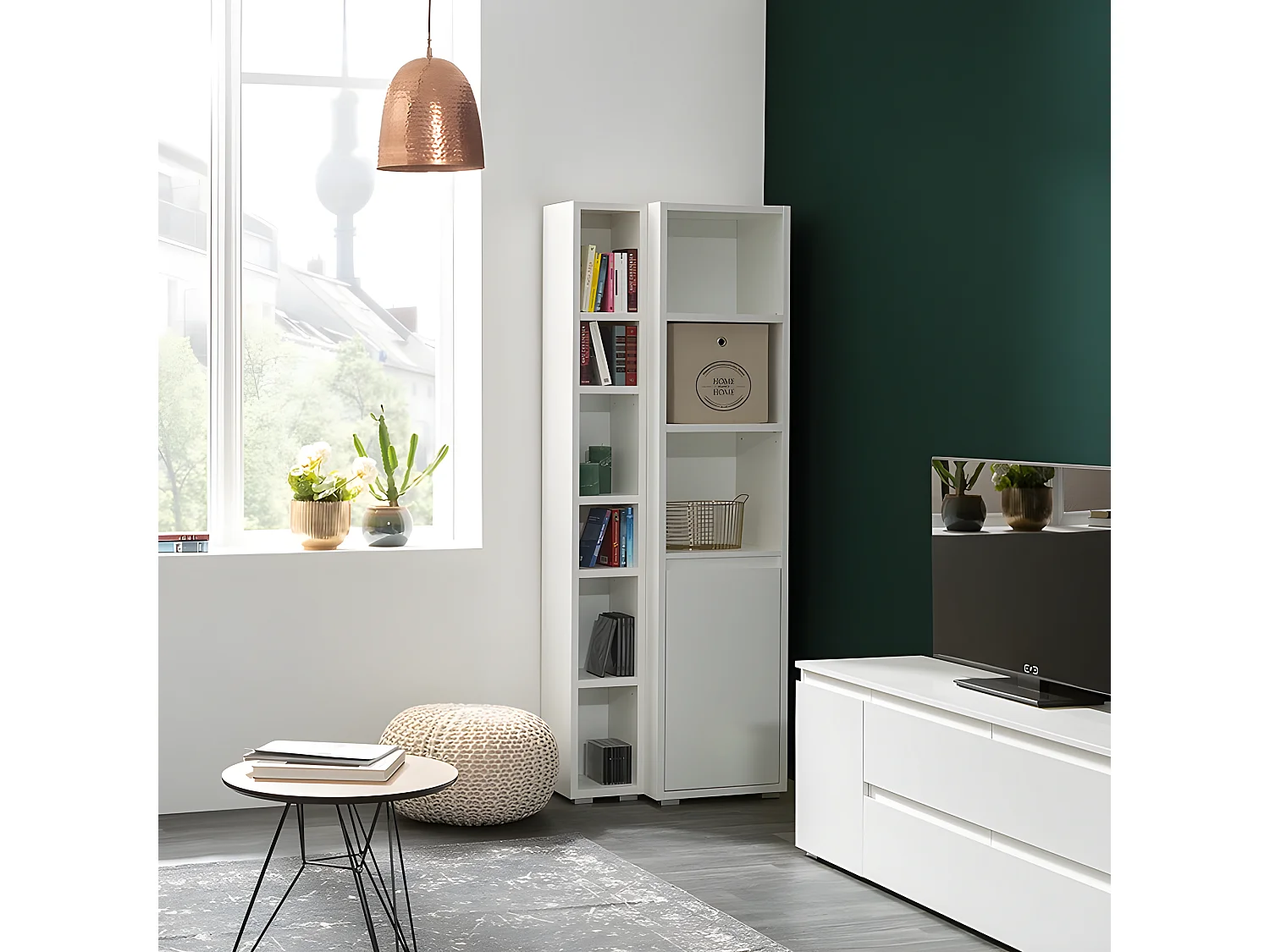 Etagère 191 cm étroite 6 niches blanc