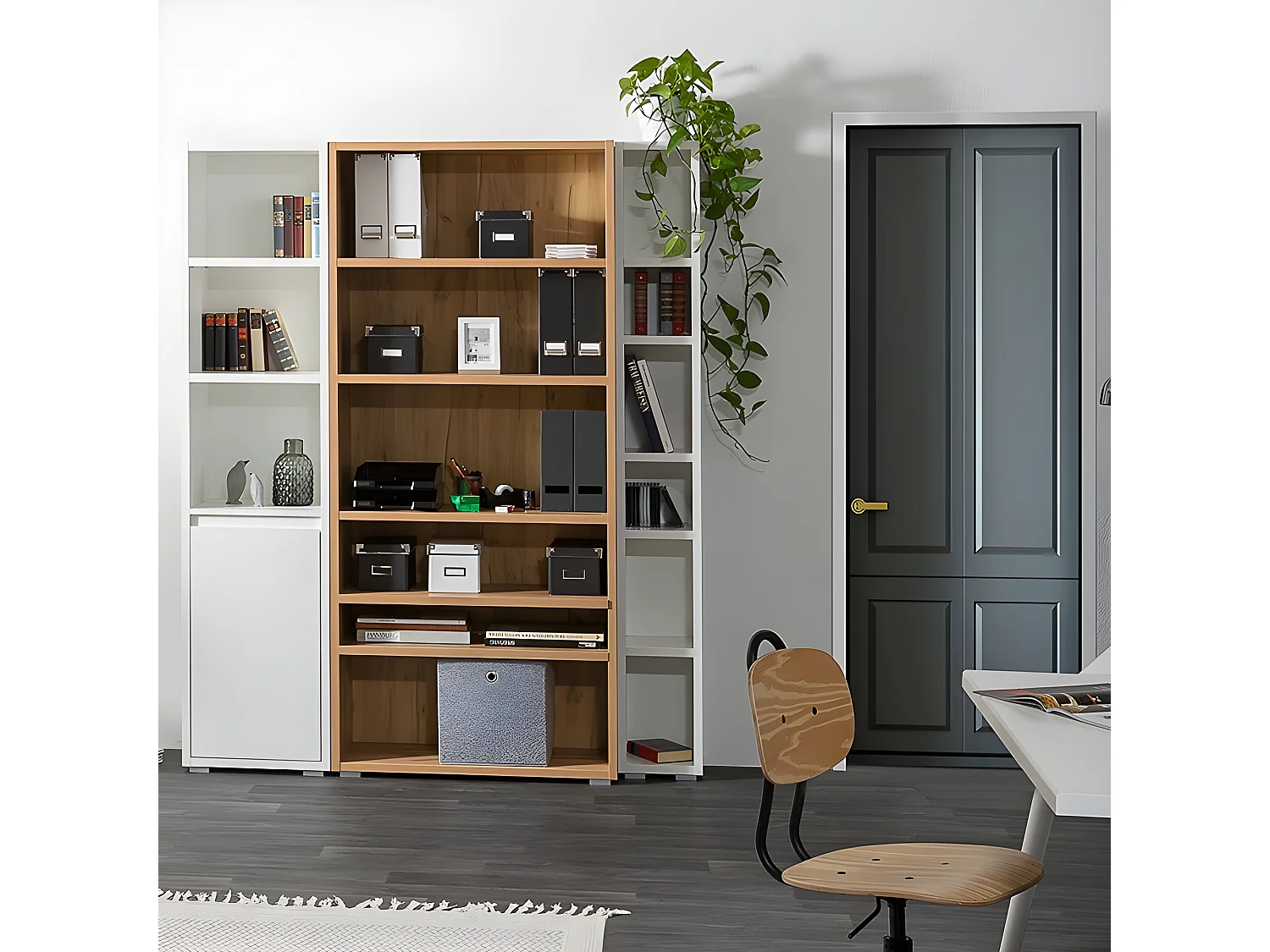 Etagère 191 cm étroite 6 niches blanc