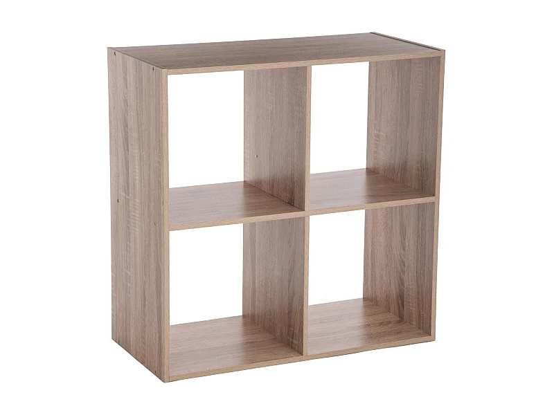 Meuble Étagère 4 cases de rangement effet chêne naturel H 67.5 cm