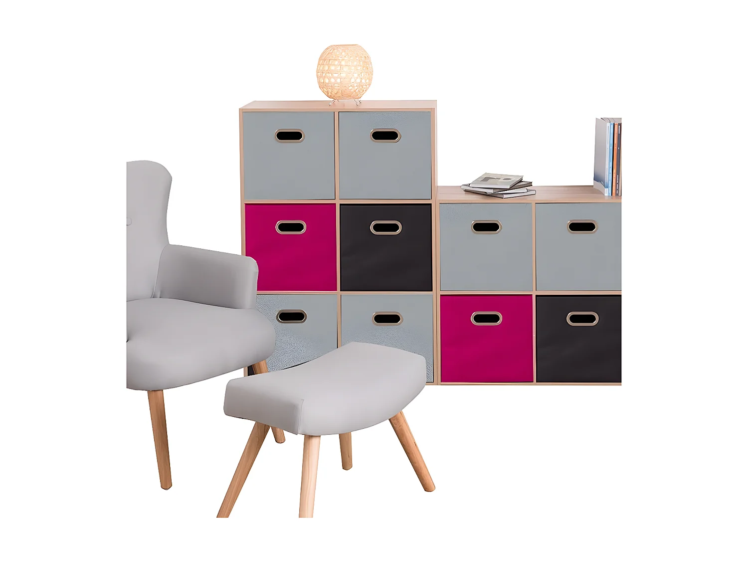 Estantería Five 6 compartimentos natural 100,5x67,5x32 cm