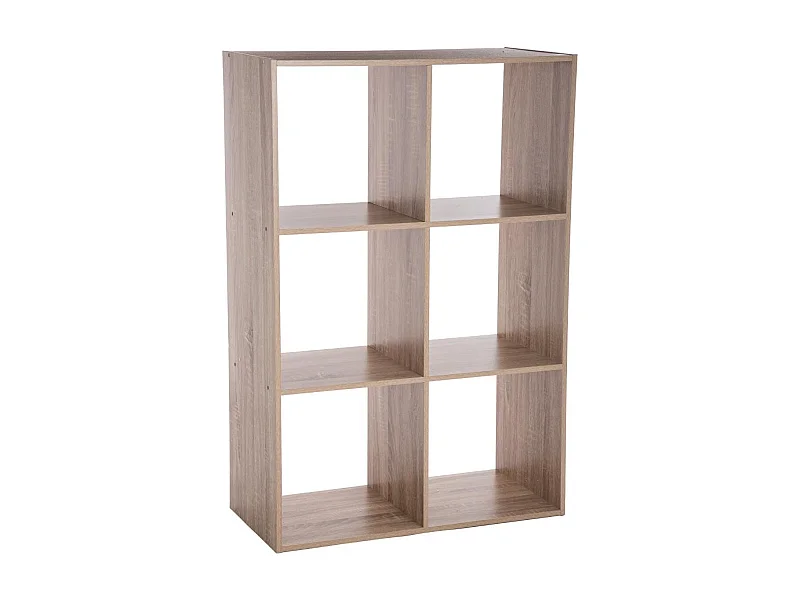 Meuble Étagère 6 cases de rangement effet bois naturel H 100.5 cm