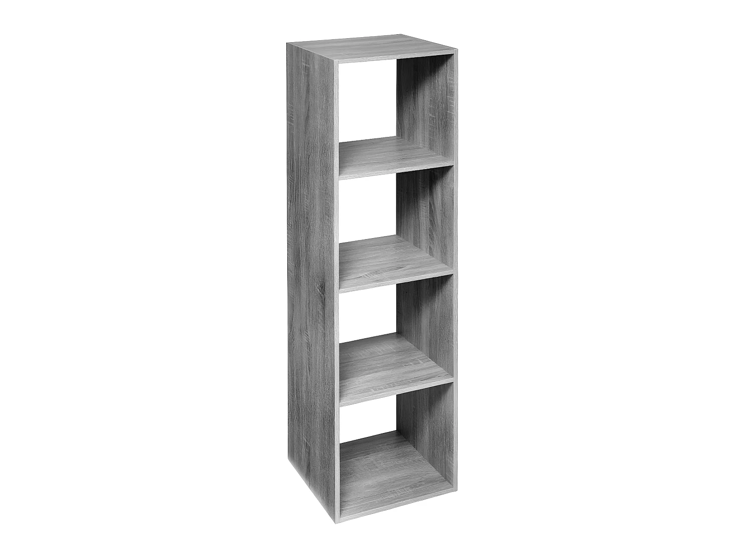 Meuble Étagère colonne 4 cases de rangement effet chêne gris H 134 cm