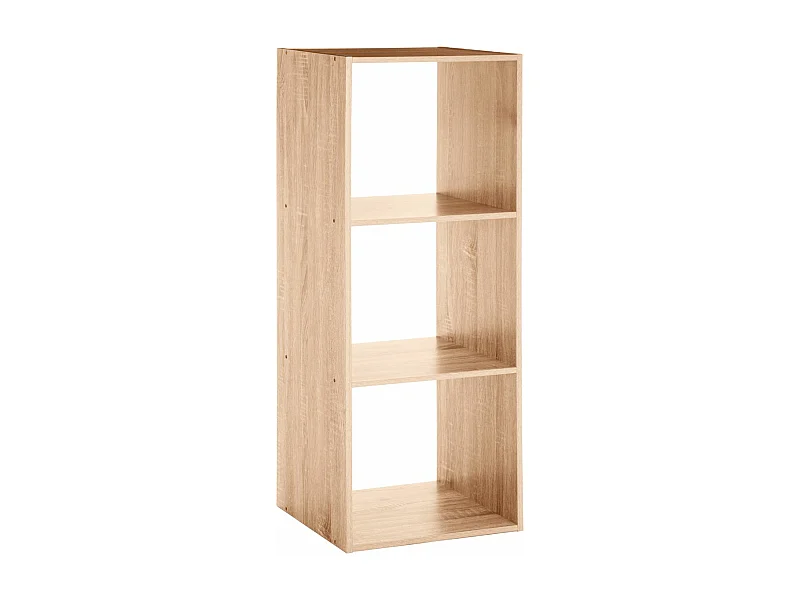 Meuble Étagère 3 cases de rangement effet chêne naturel H 100.5 cm