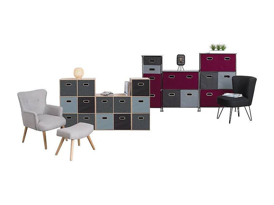 Meuble Étagère 3 cases de rangement effet chêne naturel H 100.5 cm