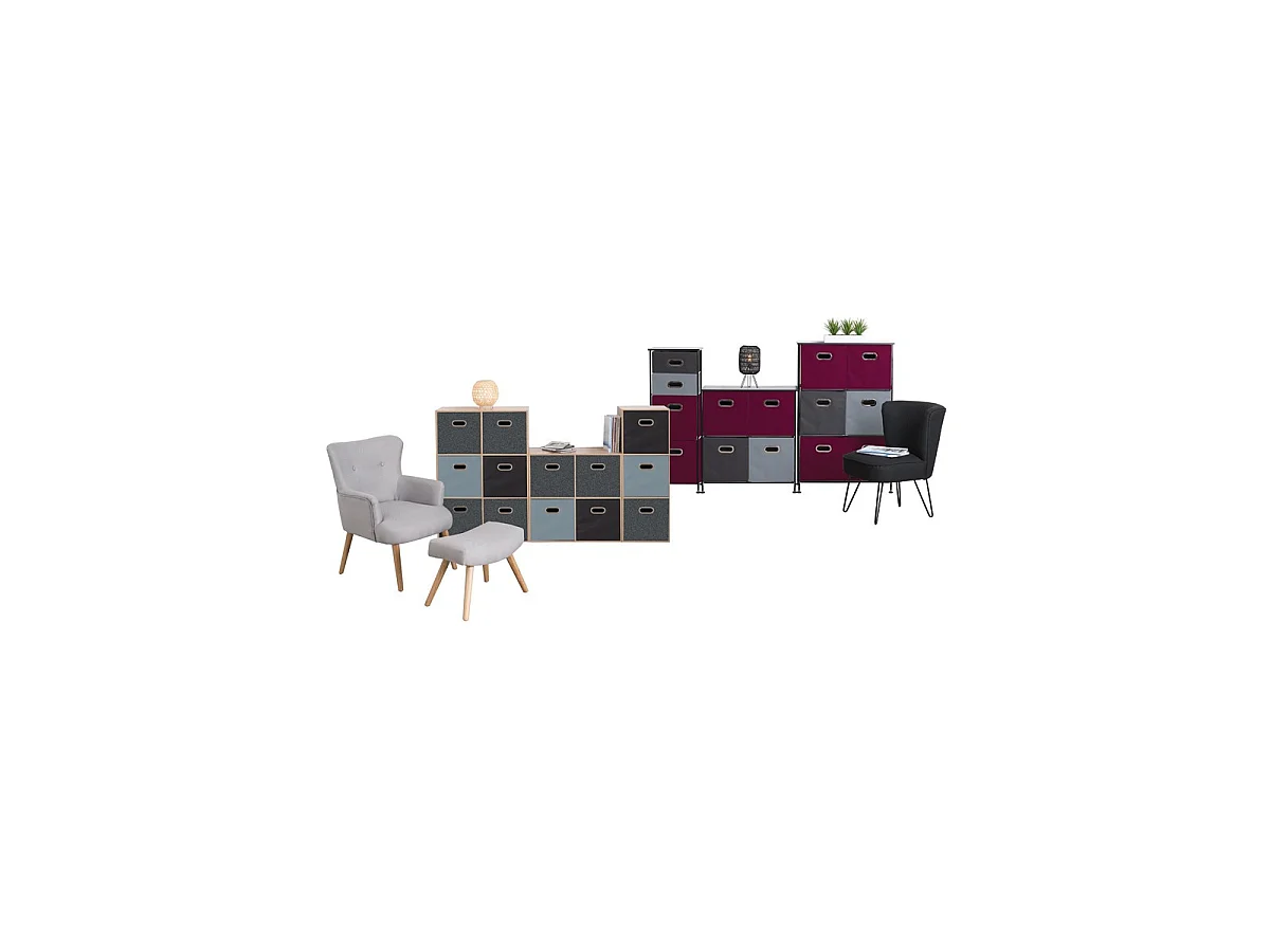 Meuble Étagère 3 cases de rangement effet chêne naturel H 100.5 cm