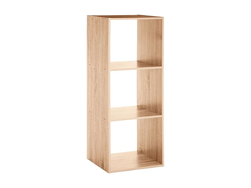 Meuble Étagère 3 cases de rangement effet chêne naturel H 100.5 cm