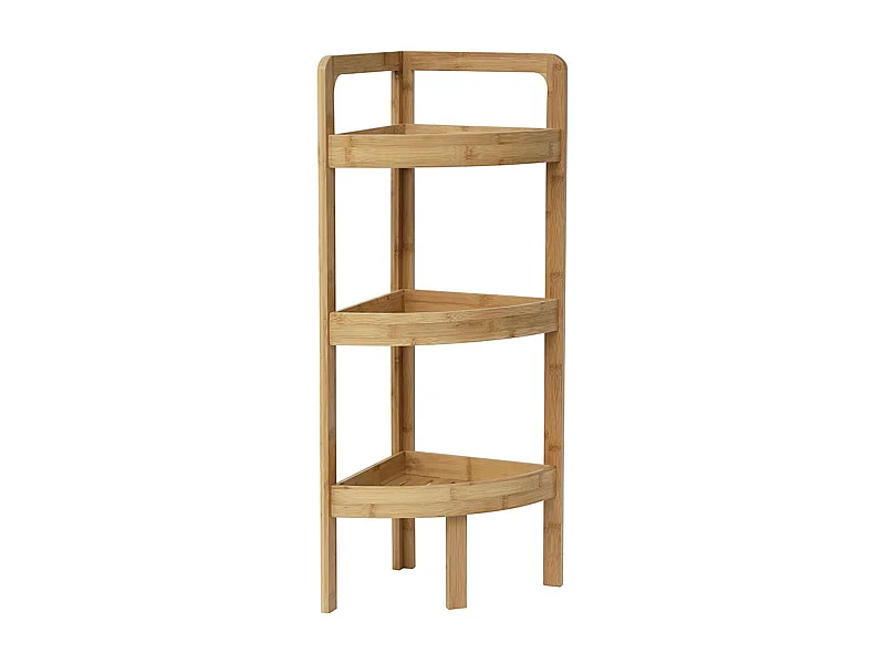 Meuble Étagère d'angle 3 niveaux en Bambou H 85 cm