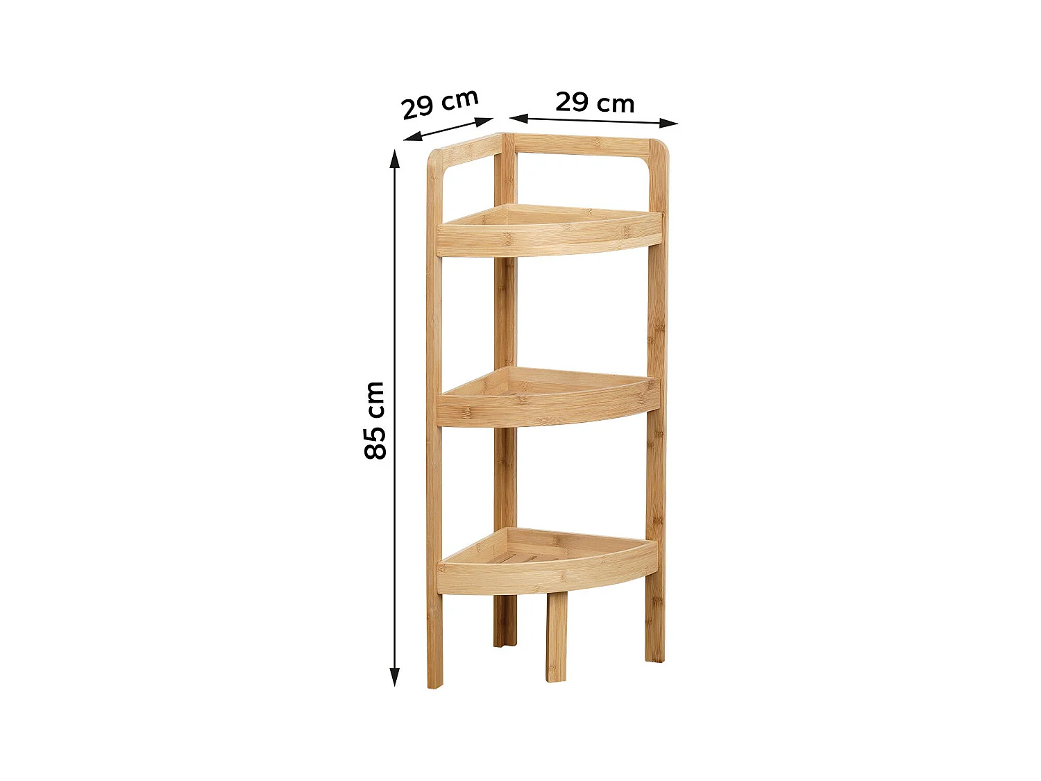 Meuble Étagère d'angle 3 niveaux en Bambou H 85 cm