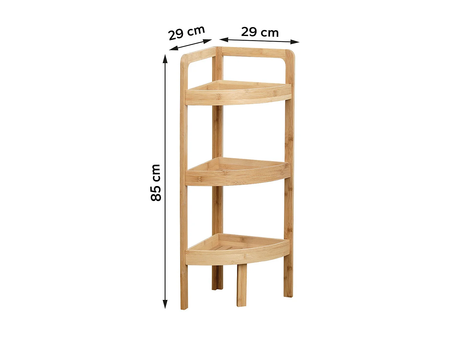 Meuble Étagère d'angle 3 niveaux en Bambou H 85 cm