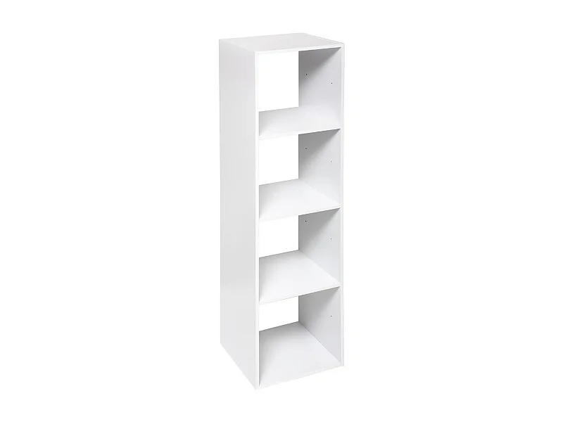Meuble Étagère colonne 4 cases de rangement Blanc H 134 cm