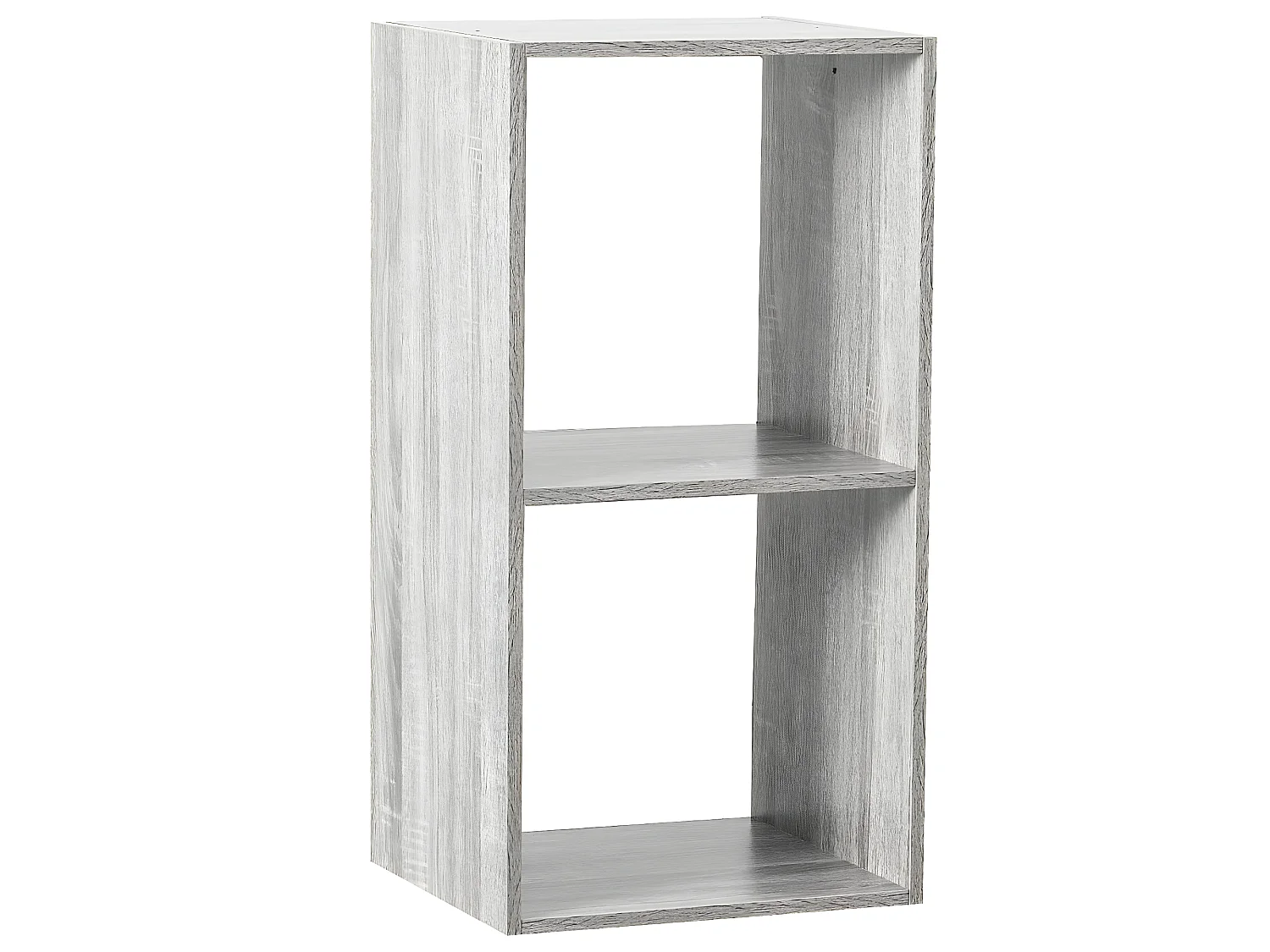 Meuble Étagère 2 cases de rangement effet chêne gris H 67.5 cm - à poser ou mural