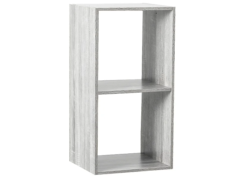 Meuble Étagère 2 cases de rangement effet chêne gris H 67.5 cm - à poser ou mural