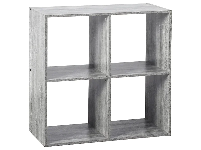 Meuble Étagère 4 cases de rangement effet chêne gris H 67.5 cm