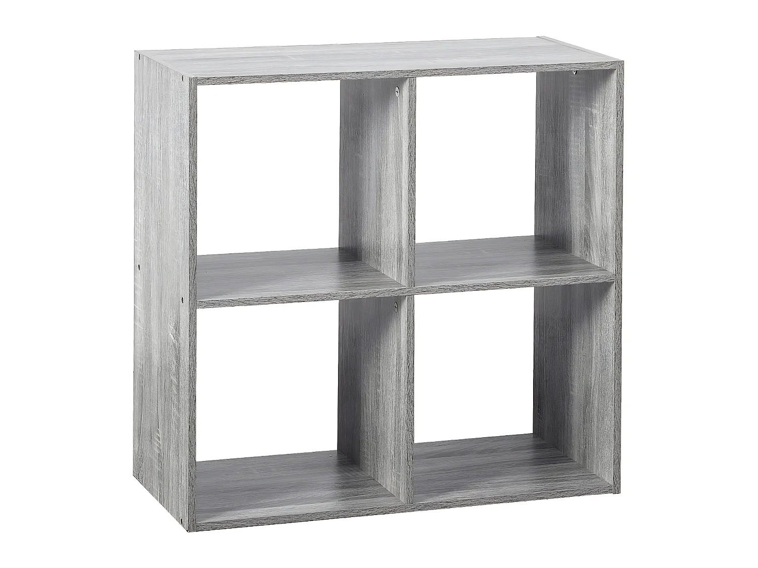 Meuble Étagère 4 cases de rangement effet chêne gris H 67.5 cm