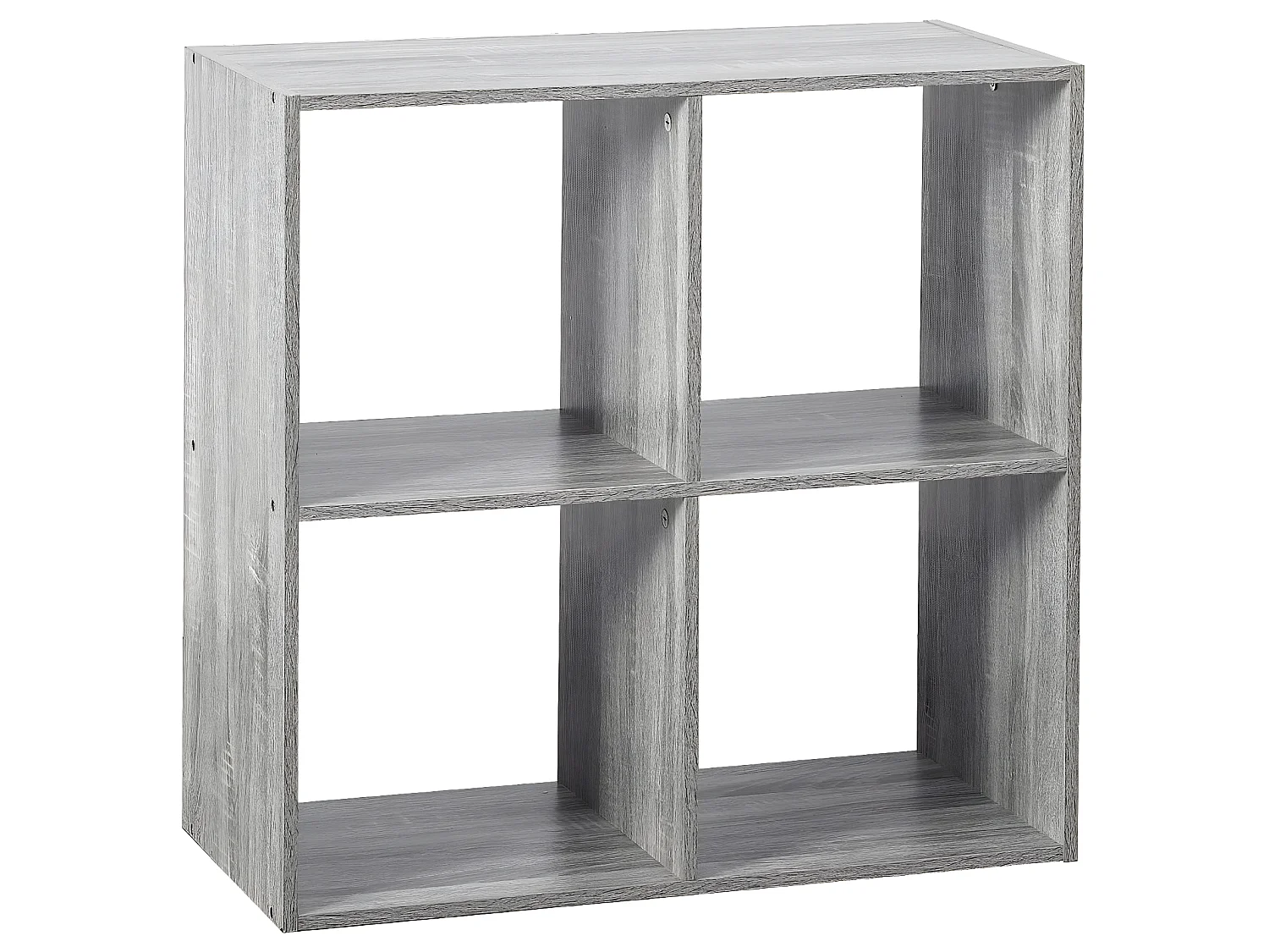 Meuble Étagère 4 cases de rangement effet chêne gris H 67.5 cm