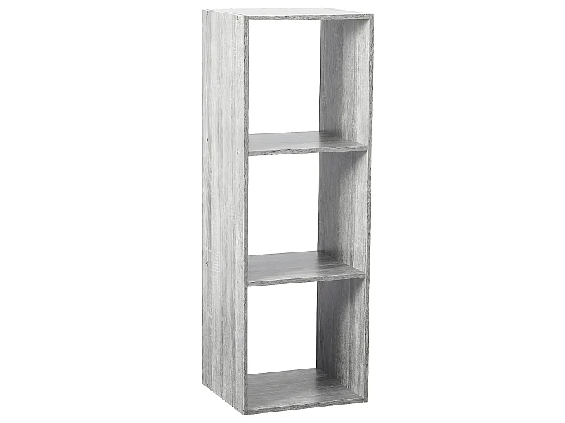Meuble Étagère 3 cases de rangement effet chêne gris H 100.5 cm