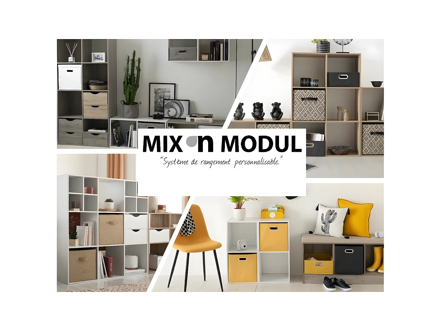 Étagère 3 Cases "Mix N'Modul" 67cm Gris