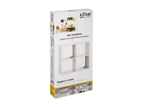 Meuble Étagère 4 cases de rangement Blanc  H 67.5 cm