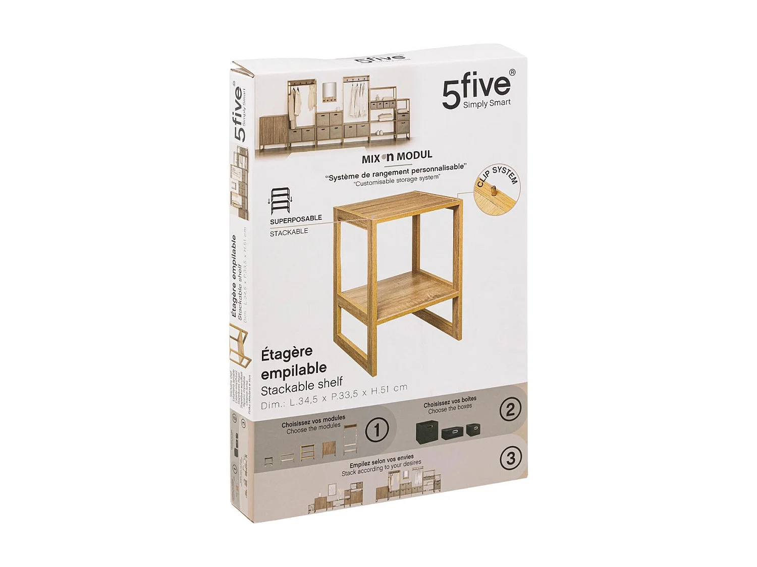 Meuble Etagère de rangement empilable L 34.5 cm x H 51 cm