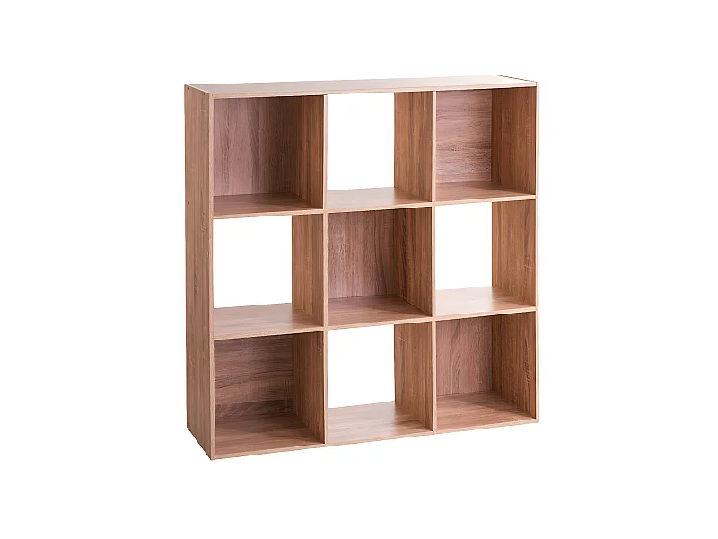 Meuble Étagère 9 cases de rangement effet chêne naturel H 100.5 cm