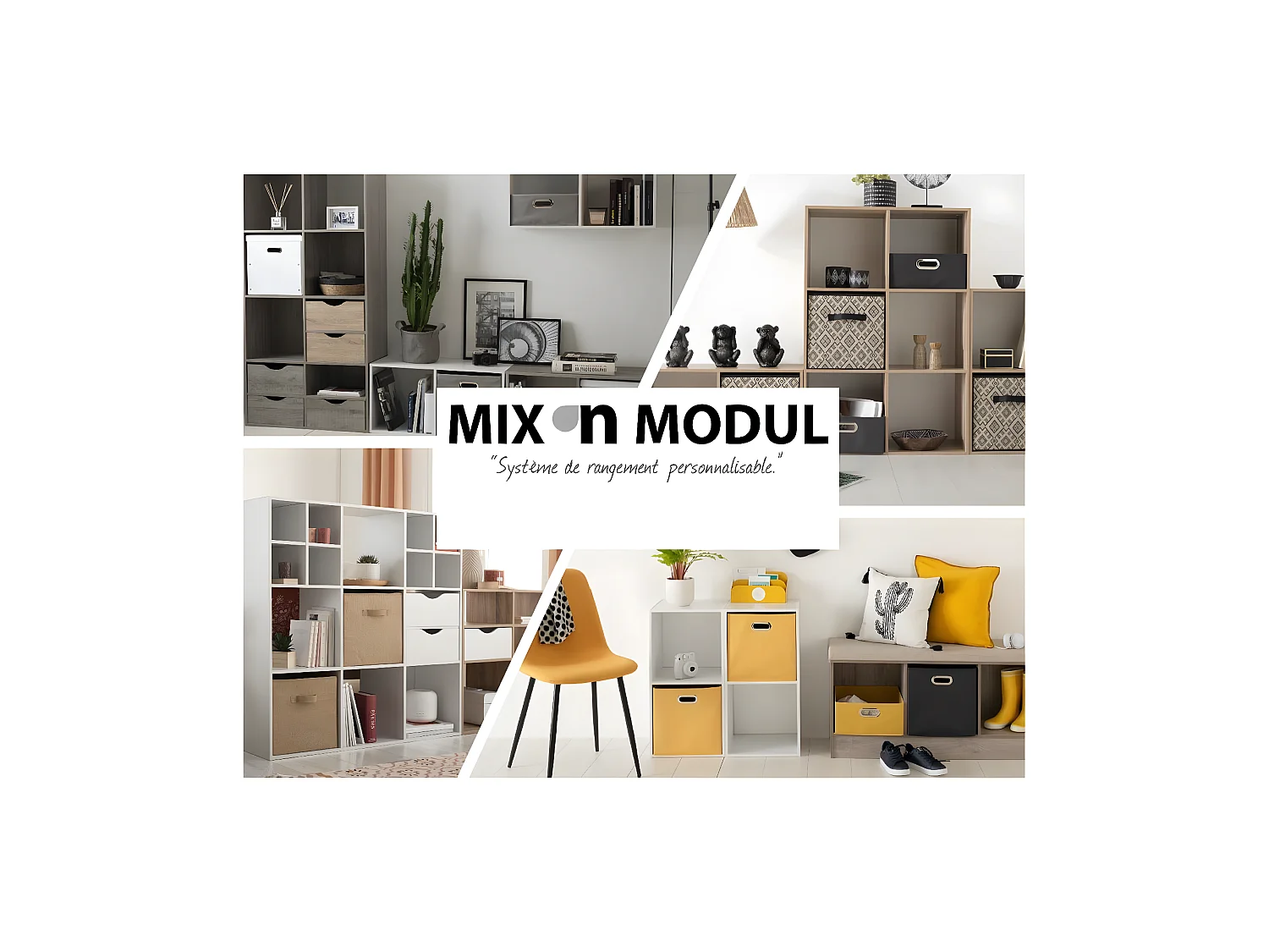 Meuble Étagère 9 cases de rangement effet chêne naturel H 100.5 cm