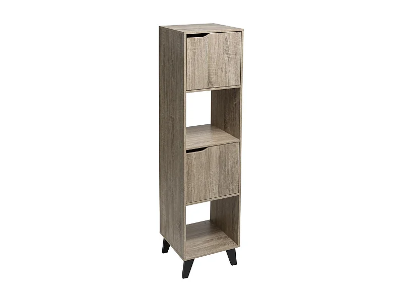 Étagère 4 Niveaux "2 Niches & 2 Portes" 146cm Naturel