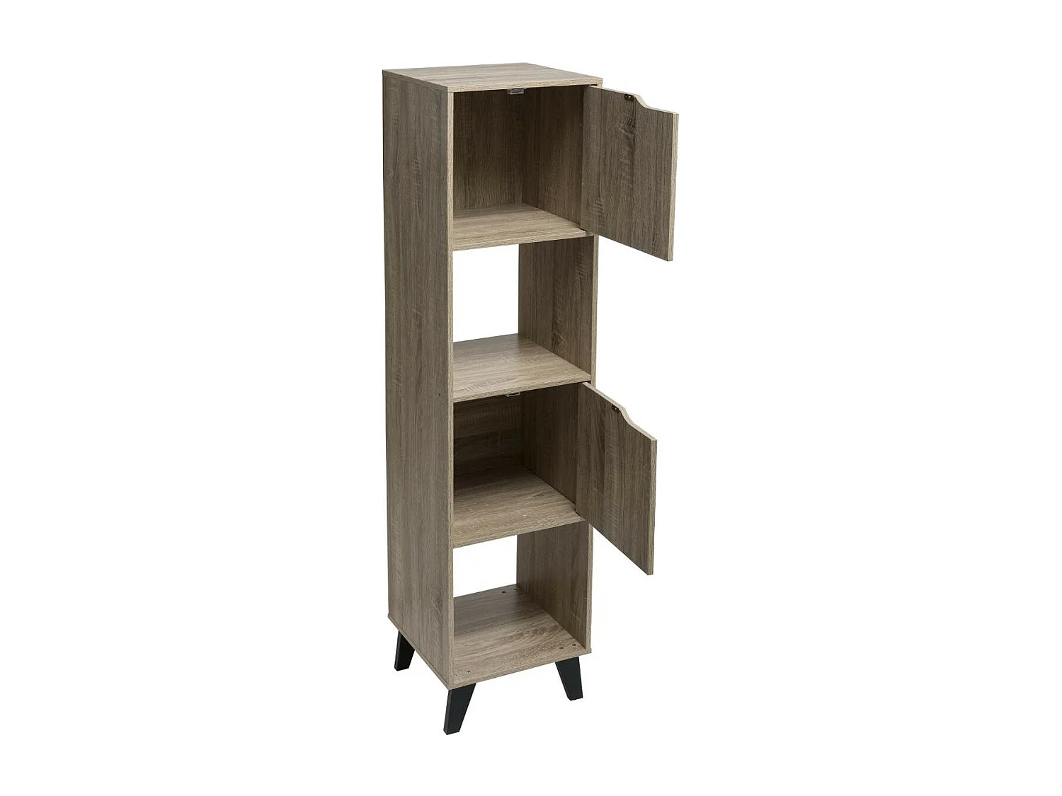 Étagère 4 Niveaux "2 Niches & 2 Portes" 146cm Naturel