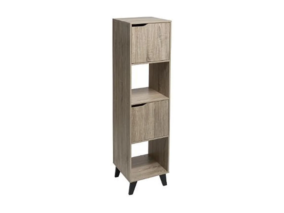 Étagère 4 Niveaux "2 Niches & 2 Portes" 146cm Naturel