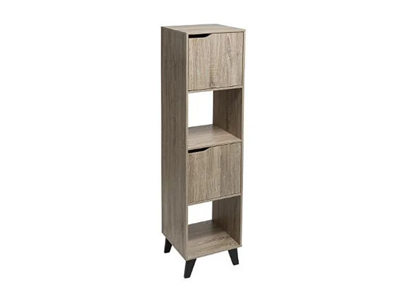 Étagère 4 Niveaux "2 Niches & 2 Portes" 146cm Naturel