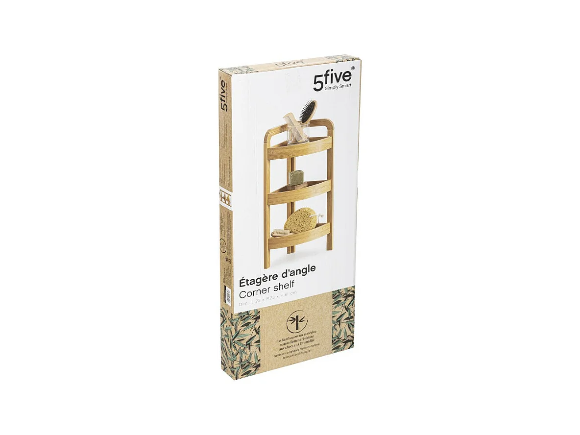 Étagère d'Angle 3 Niveaux "Bambou" 61cm Naturel
