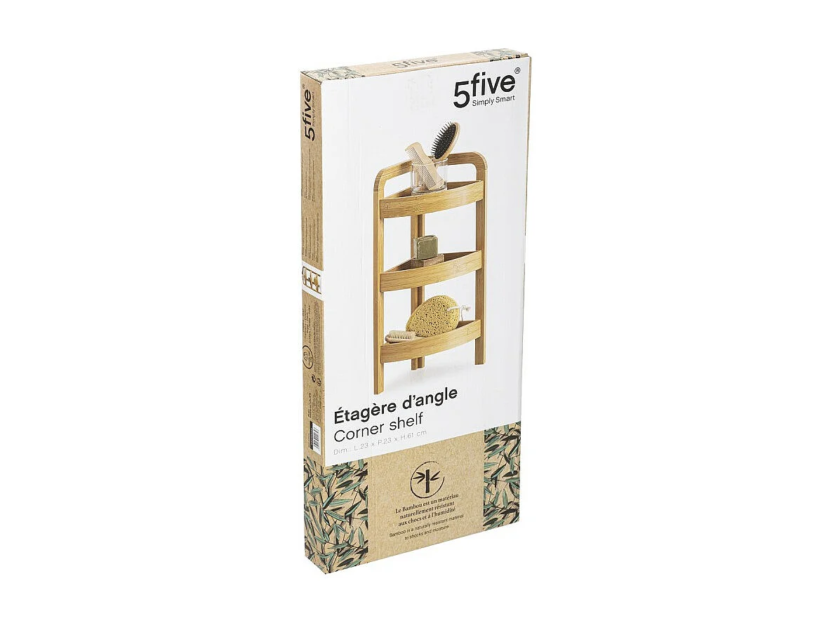 Étagère d'Angle 3 Niveaux "Bambou" 61cm Naturel