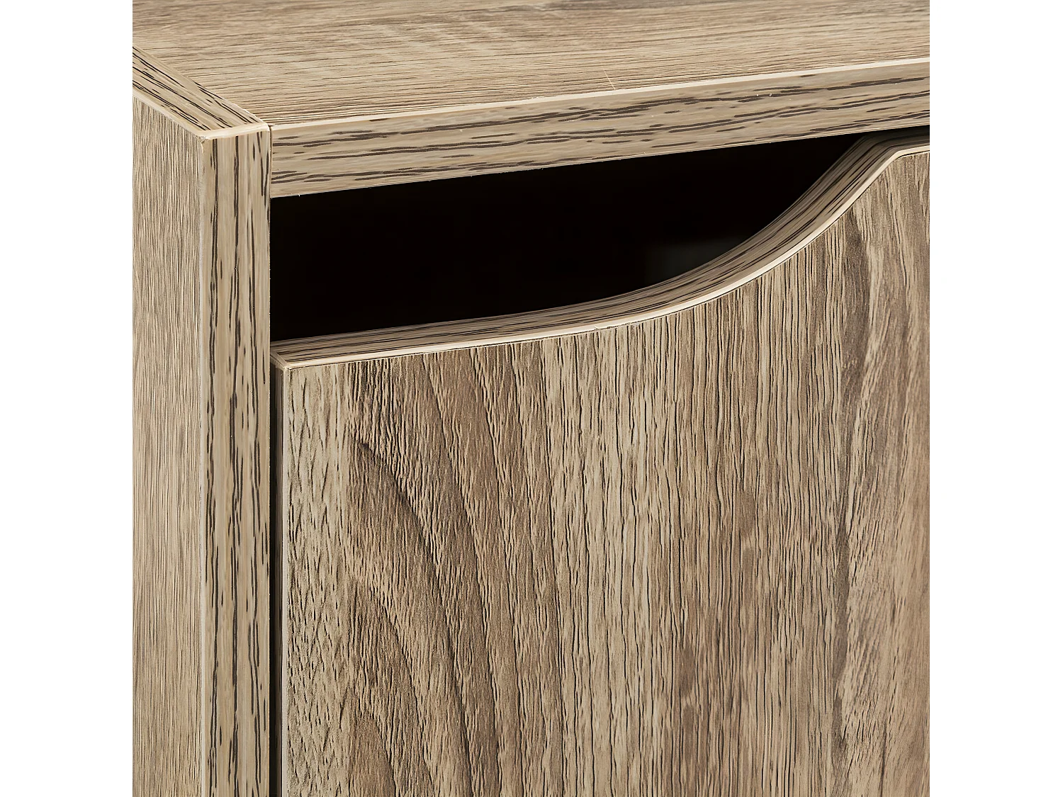 Meuble Etagère 3 Cases de rangement 3 Portes effet bois naturel H 100.5 cm