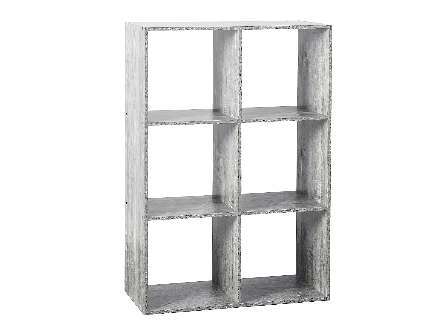 Meuble Étagère 6 cases de rangement effet chêne gris H 100.5 cm