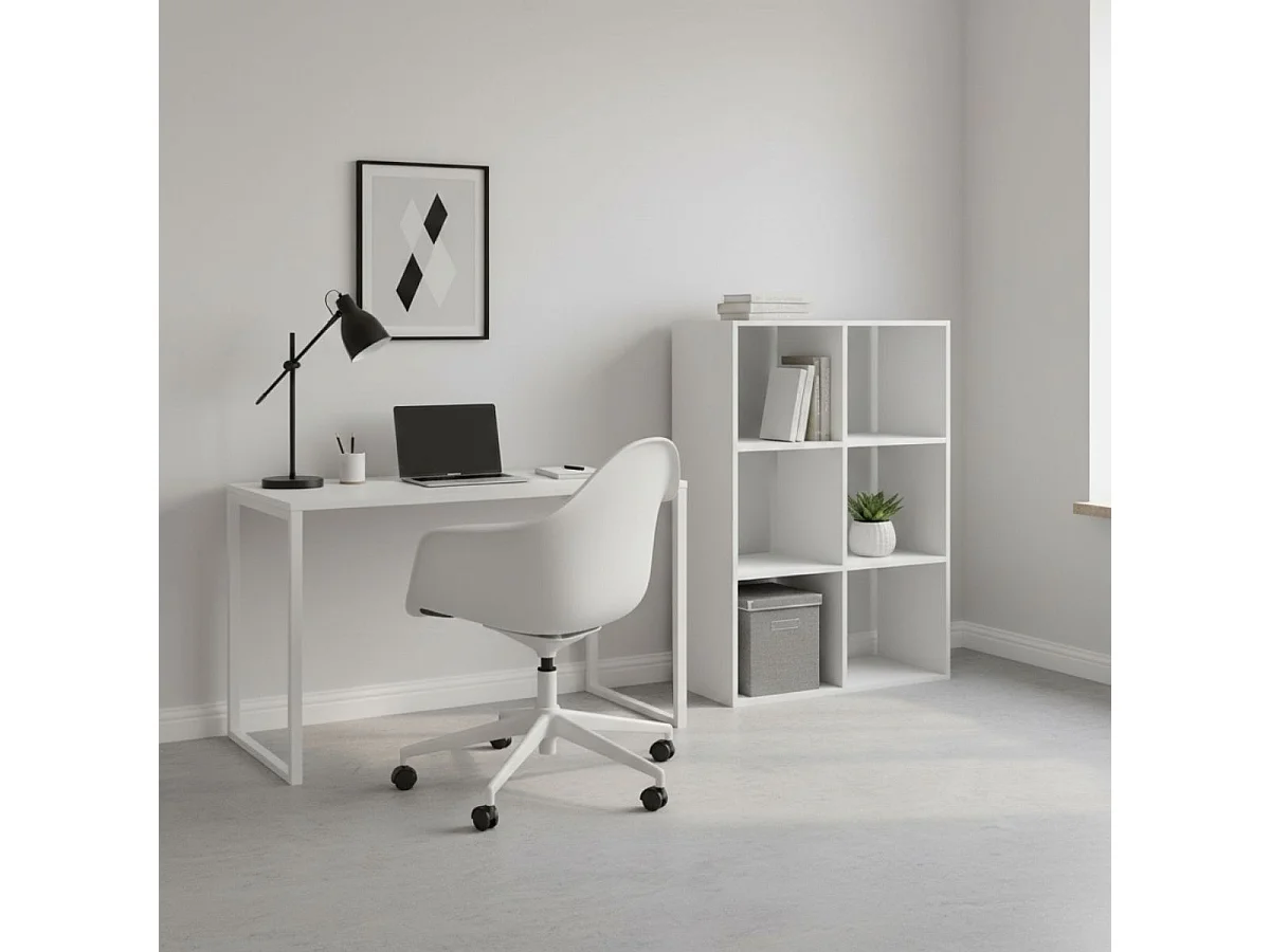 Meuble Étagère 6 cases de rangement Blanc H 100.5 cm