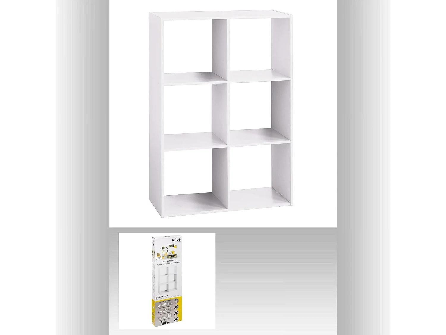 Meuble Étagère 6 cases de rangement Blanc H 100.5 cm