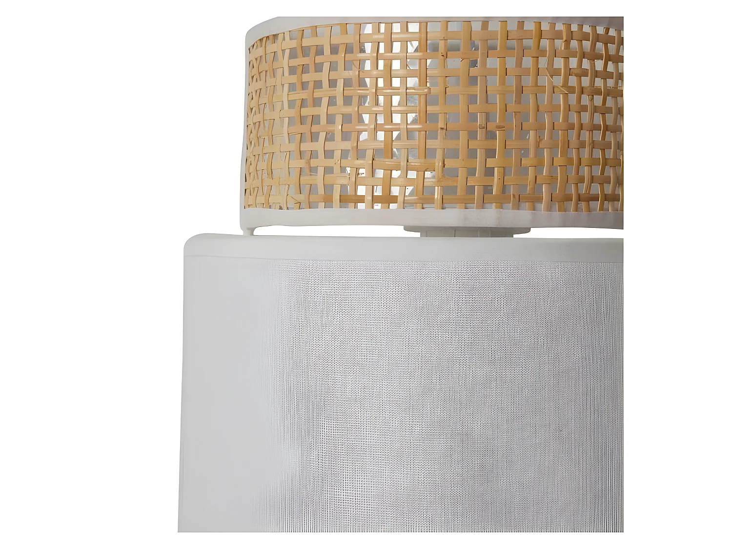 Applique incurvée rotin et tissu blanc Ostaria