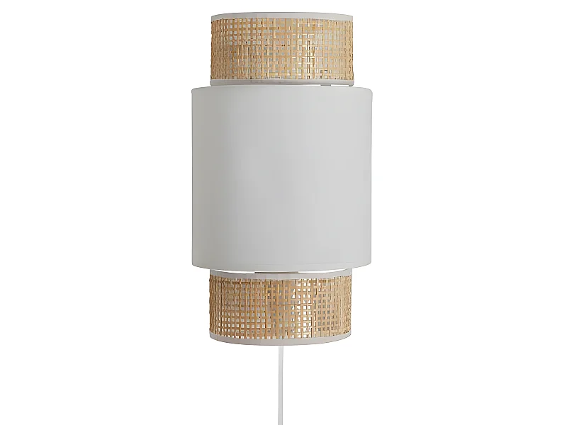 Applique incurvée rotin et tissu blanc Ostaria