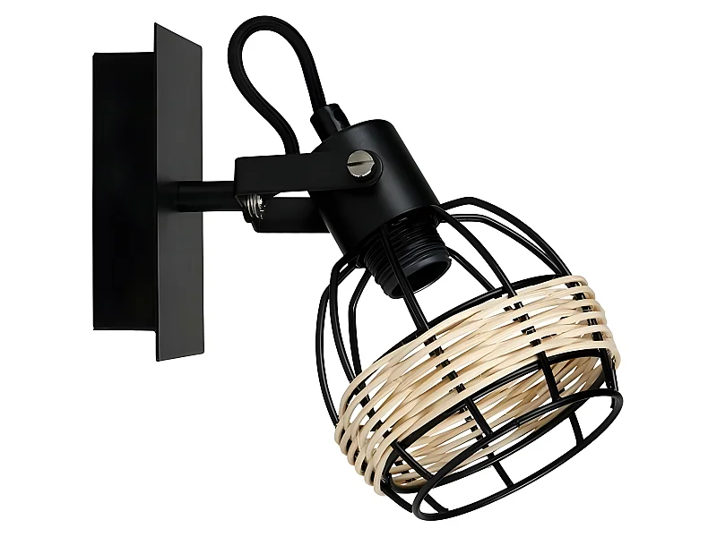 Spot Cyrus en métal et rotin Ostaria