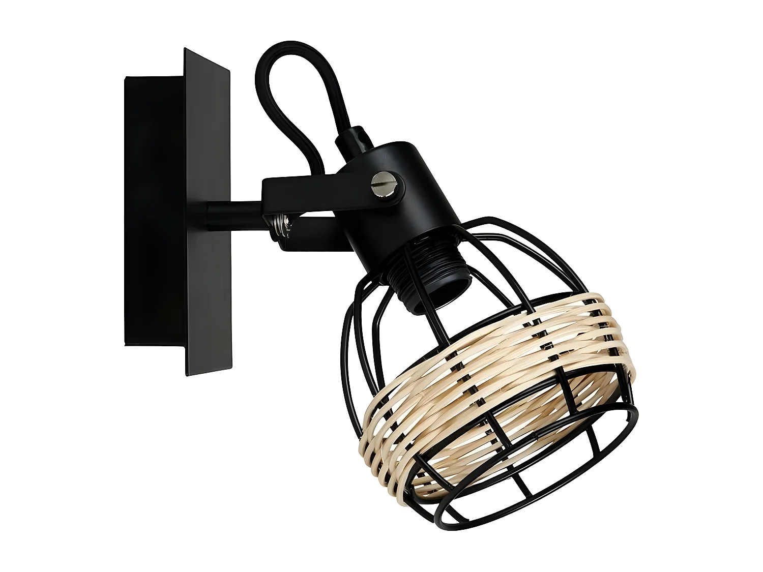 Spot Cyrus en métal et rotin Ostaria