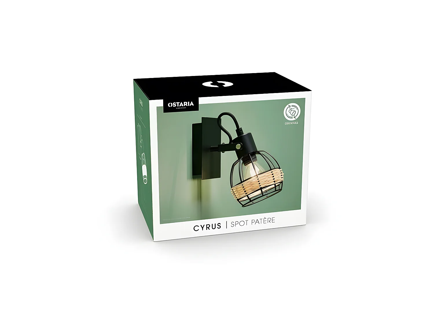Spot Cyrus en métal et rotin Ostaria